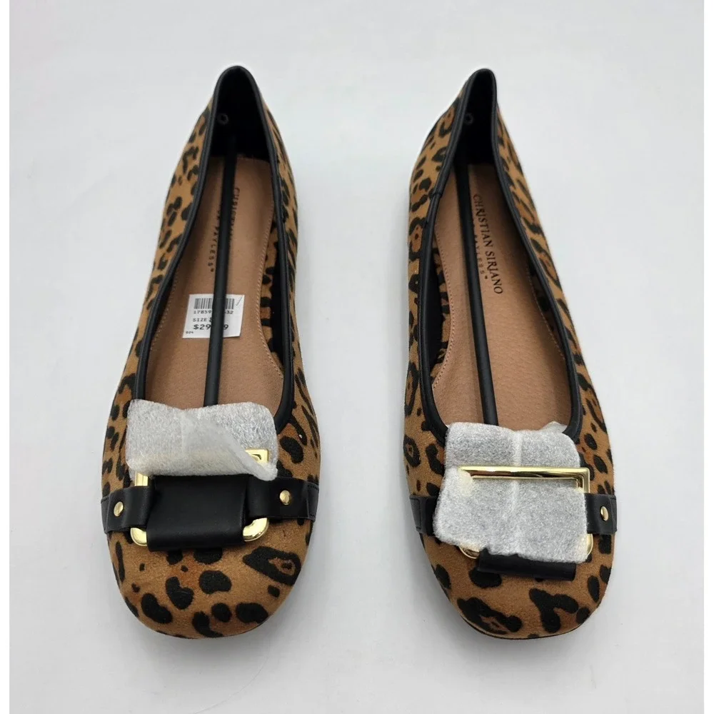 Christian Siriano for Payless Size 8 Ballet Slipper Flats Leopard Print W Buckle